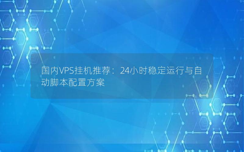 国内VPS挂机推荐：24小时稳定运行与自动脚本配置方案