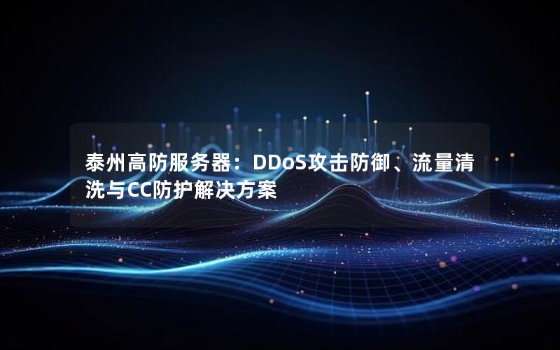 泰州高防服务器：DDoS攻击防御、流量清洗与CC防护解决方案