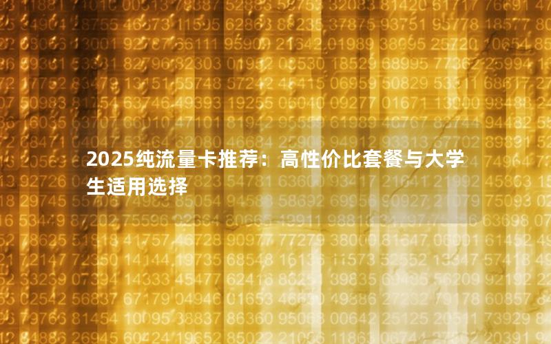 2025纯流量卡推荐：高性价比套餐与大学生适用选择