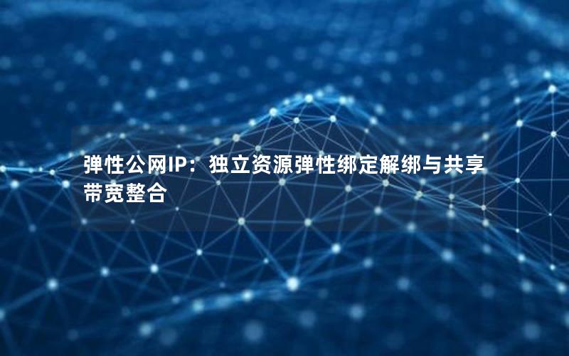 弹性公网IP：独立资源弹性绑定解绑与共享带宽整合