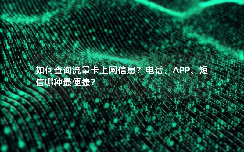 如何查询流量卡上网信息？电话、APP、短信哪种最便捷？