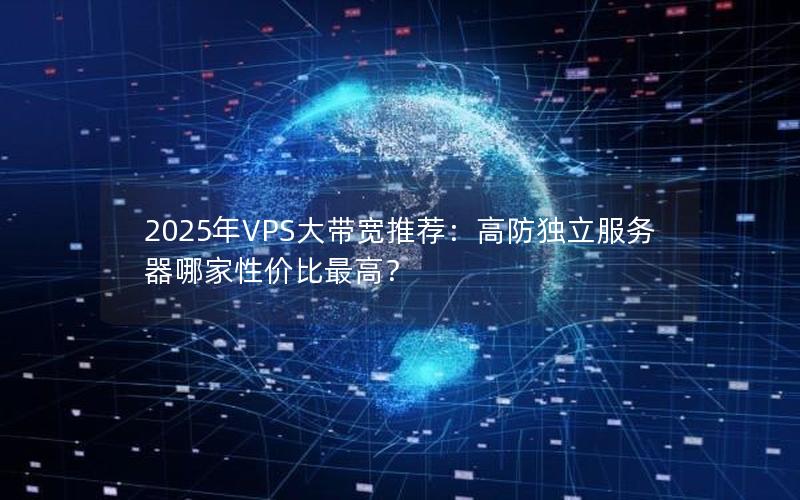 2025年VPS大带宽推荐：高防独立服务器哪家性价比最高？