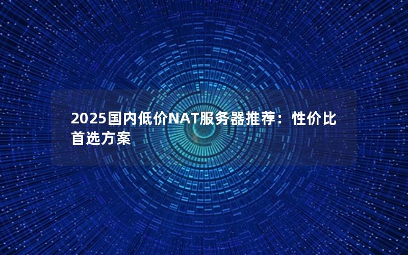 2025国内低价NAT服务器推荐：性价比首选方案