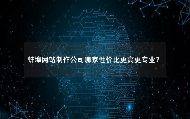 蚌埠网站制作公司哪家性价比更高更专业？