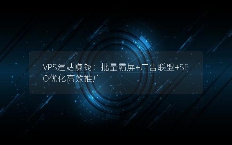 VPS建站赚钱：批量霸屏+广告联盟+SEO优化高效推广