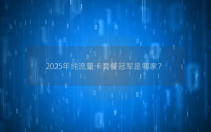 2025年纯流量卡套餐冠军是哪家？