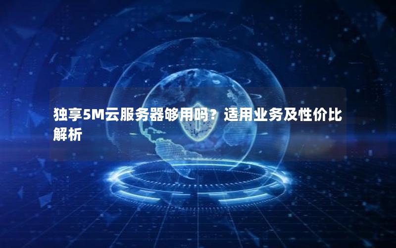 独享5M云服务器够用吗？适用业务及性价比解析