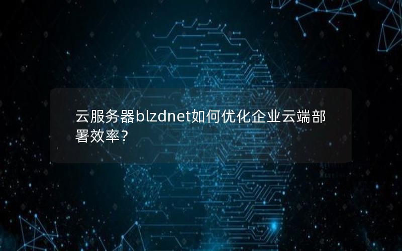 云服务器blzdnet如何优化企业云端部署效率？