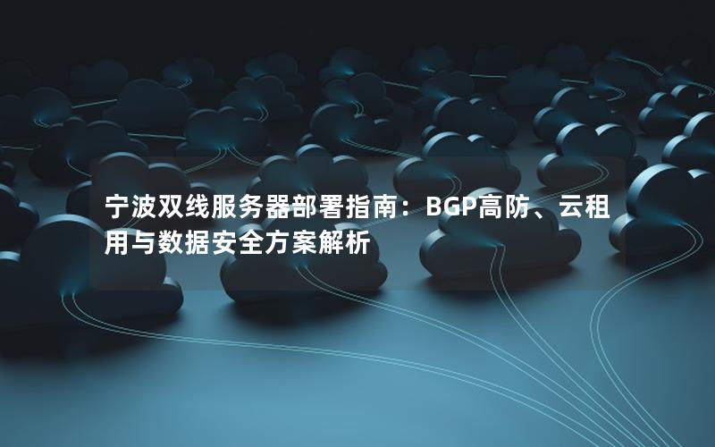 宁波双线服务器部署指南：BGP高防、云租用与数据安全方案解析